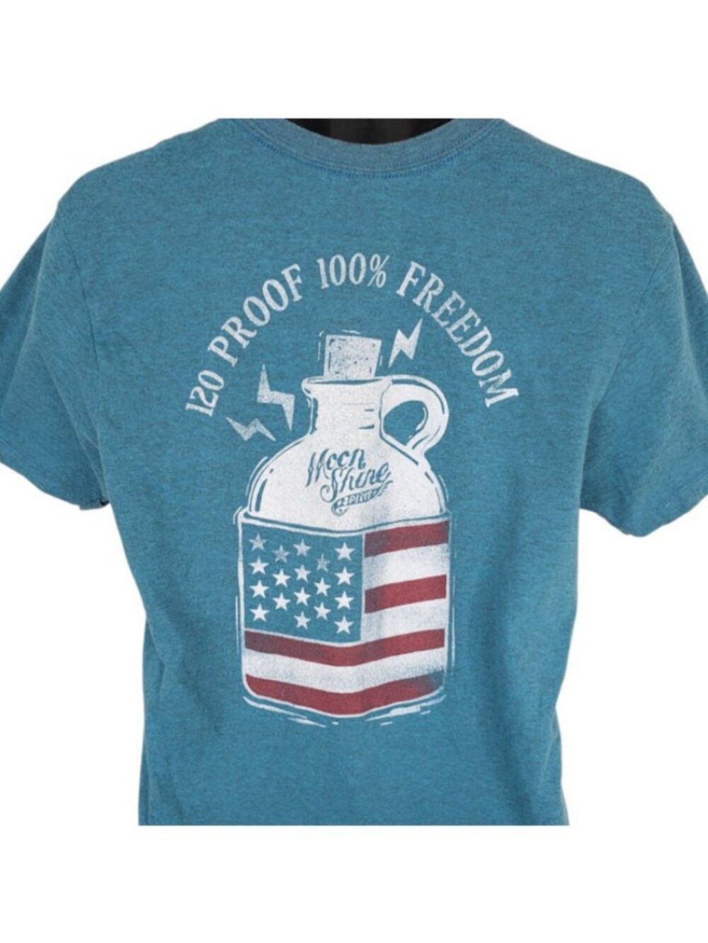 Moonshine Spirit T Shirt Mens Size Medium Blue Brad Paisley American Flag
